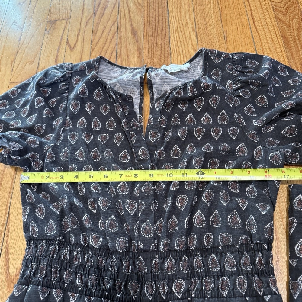Anthropologie Black Patterned Short-Sleeve Jumpsuit - Picture 11 of 12